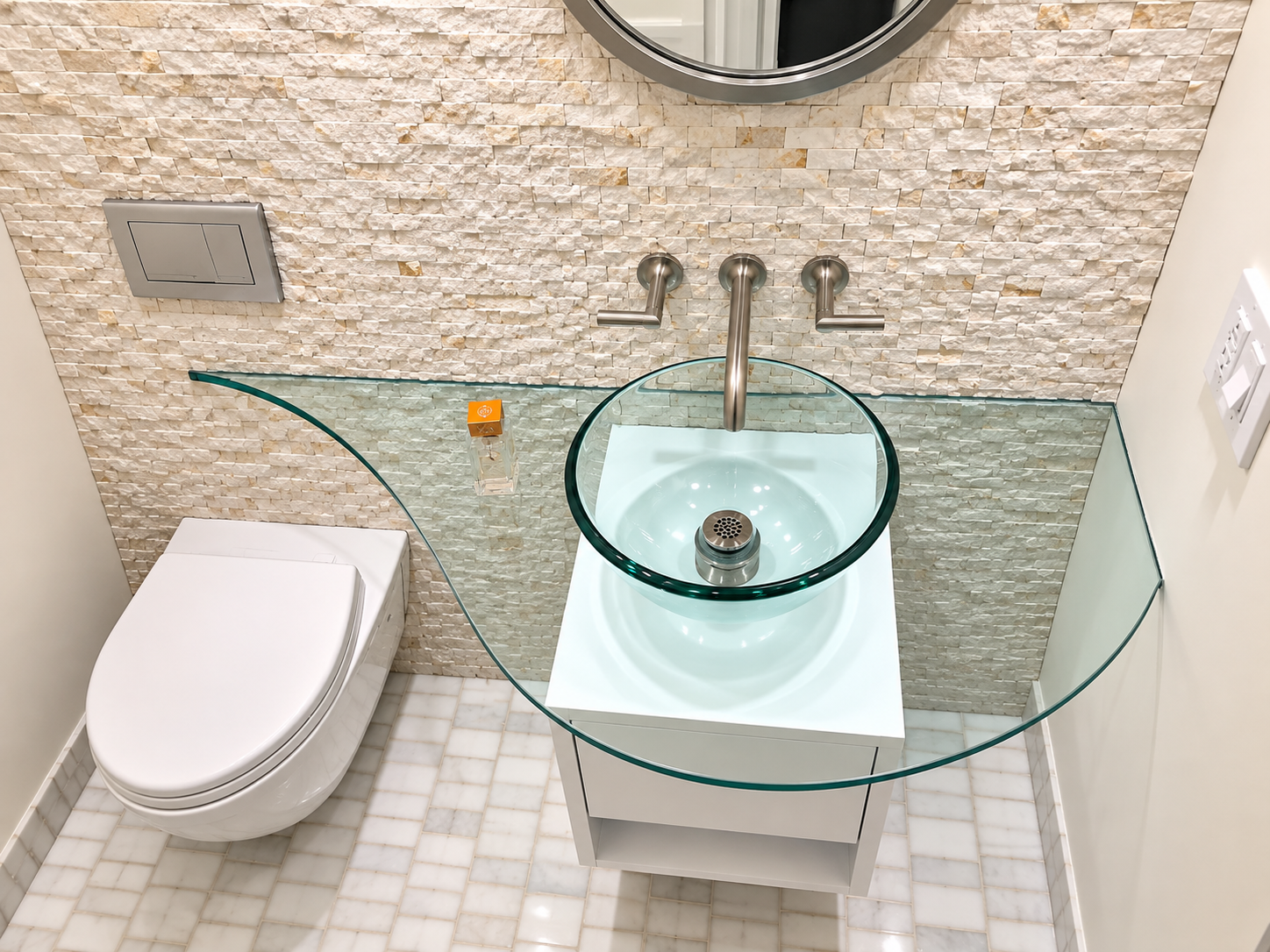 The Art of Materials Contrast | A Contemporary Powder Room